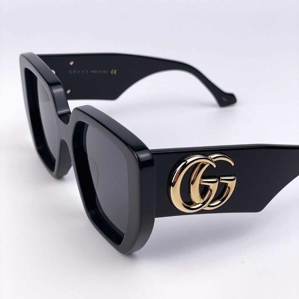 NEW Gucci GG0956S 003 Oversized Black Grey LOGO Women Sunglasses
